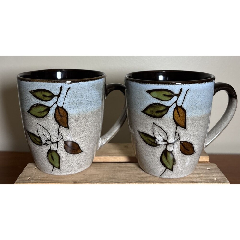 Pfaltzgraff Mug Rustic Leaves Set Of 2 Two Coffee Tea Mugs Cups 12 Oz.